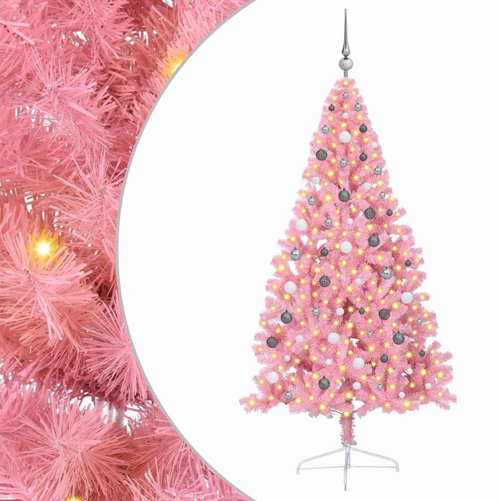 Vidaxl - Sapin de Noël artificiel pré-éclairé Rose 210 cm PVC vidaXL 3397088 - Image 2
