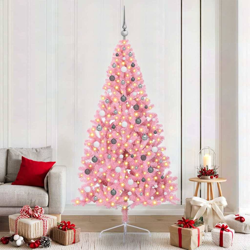 Vidaxl - Sapin de Noël artificiel pré-éclairé Rose 210 cm PVC vidaXL 3397088 - Image 1