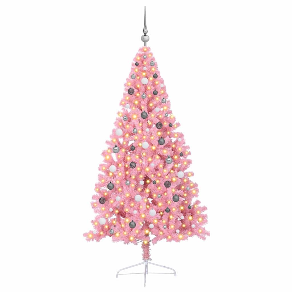 Vidaxl - Sapin de Noël artificiel pré-éclairé Rose 210 cm PVC vidaXL 3397088 - Image 4