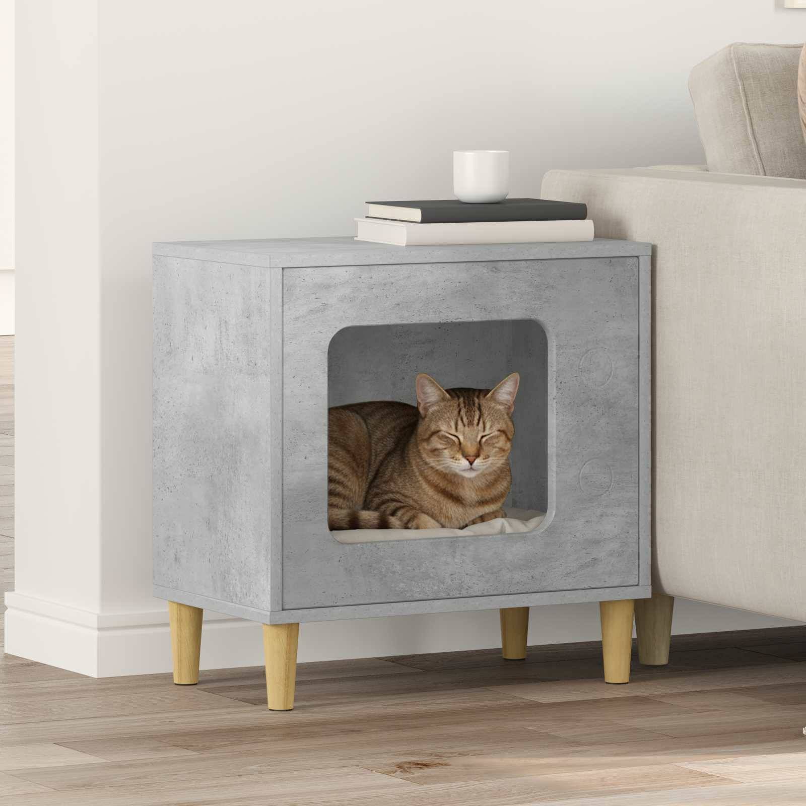Vidaxl - Maison pour chat Béton 51 x 30 x 52 cm Bois d'ingénierie vidaXL 8000656 - Image 1