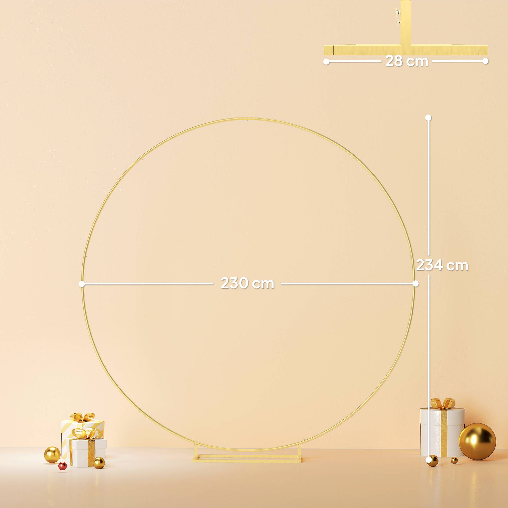 Grande arche de jardin ronde métal mariage événementiel décoratif 234cm doré - ComfortXL Outdoor Living - Image 5