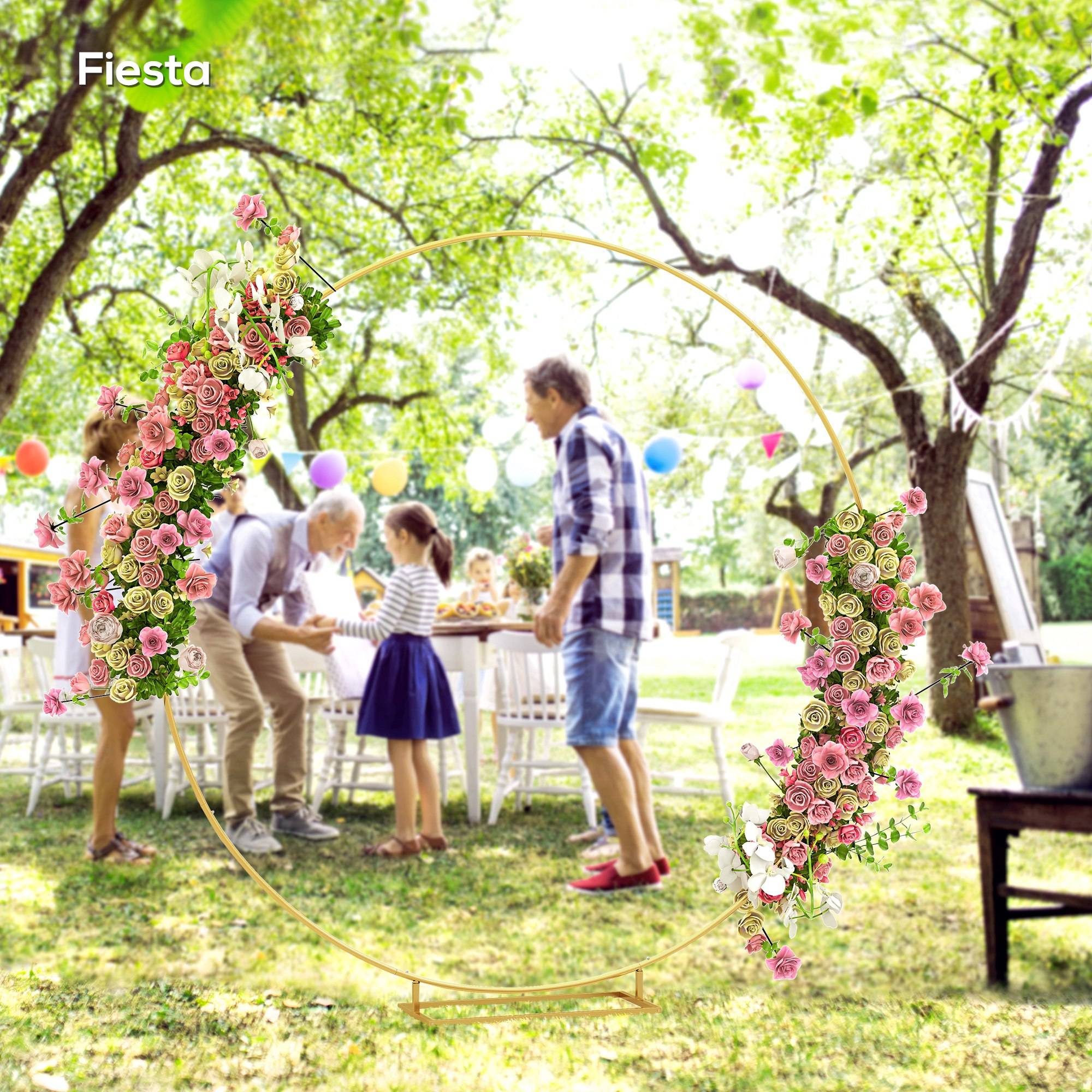 Grande arche de jardin ronde métal mariage événementiel décoratif 234cm doré - ComfortXL Outdoor Living - Image 9
