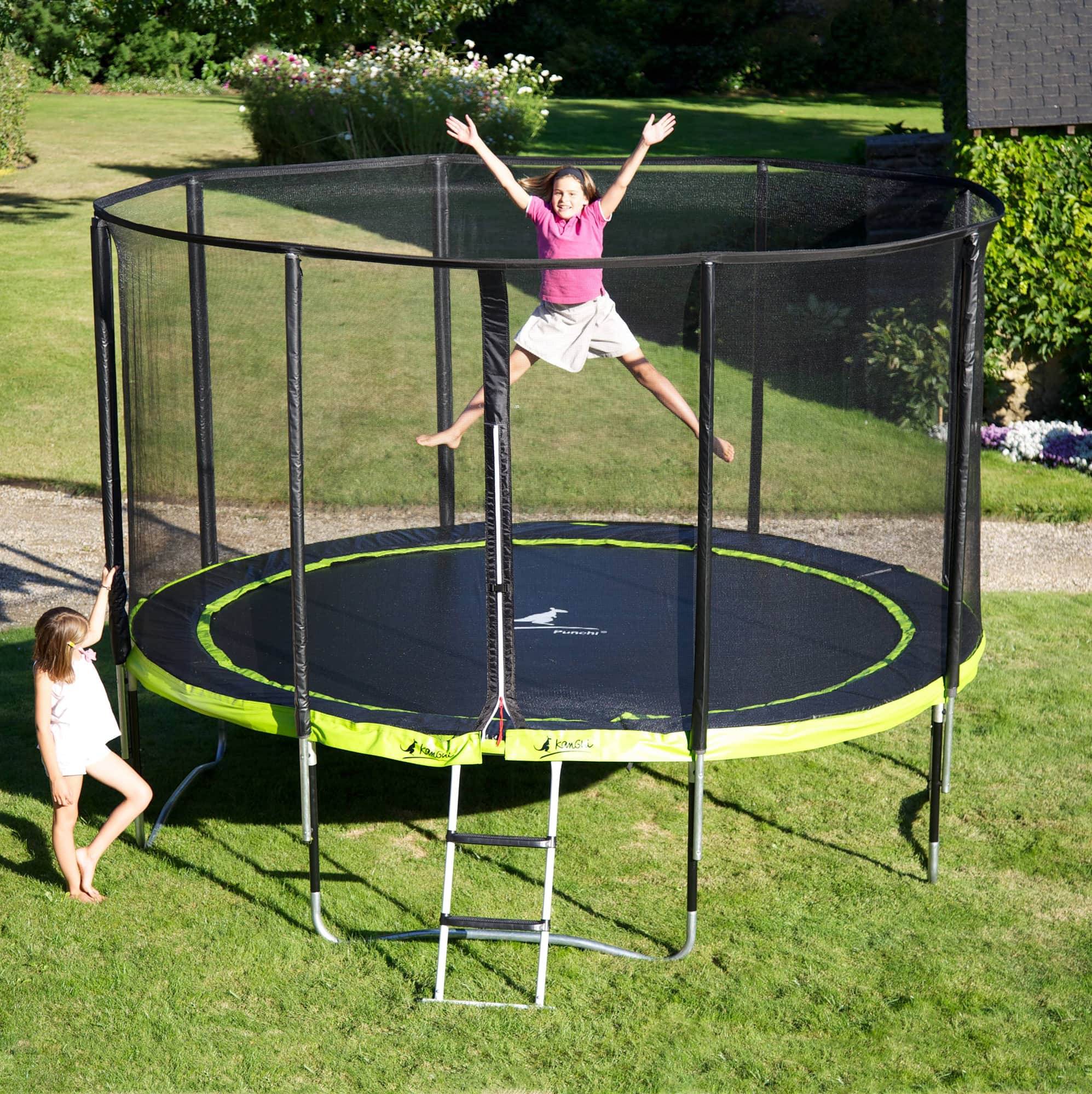 Kangui - Trampoline Ø 430cm + filet de sécurité + échelle + bâche - PUNCHI 430 Vert Kangui - Image 5