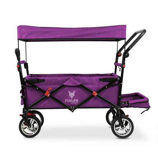 FUXLIFE by FUXTEC Chariot à bras FX-CT800 confort pliable - Pourpre | Chariot de transport avec toit solaire | Rallonge intérieure - Image 1