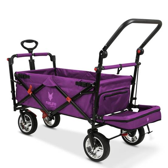 FUXLIFE by FUXTEC Chariot à bras FX-CT800 confort pliable - Pourpre | Chariot de transport avec toit solaire | Rallonge intérieure - Image 8