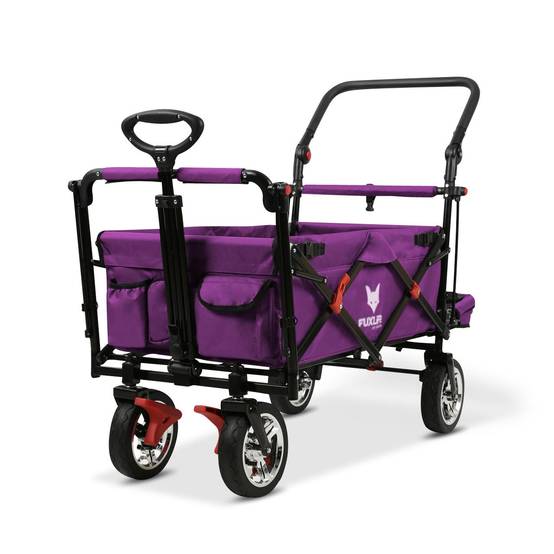 FUXLIFE by FUXTEC Chariot à bras FX-CT800 confort pliable - Pourpre | Chariot de transport avec toit solaire | Rallonge intérieure - Image 6