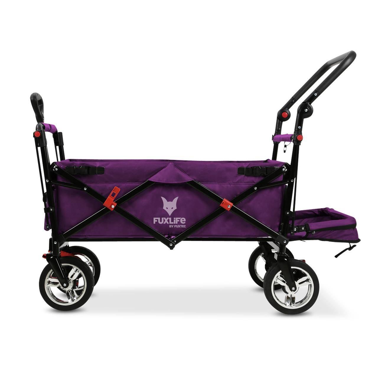 FUXLIFE by FUXTEC Chariot à bras FX-CT800 confort pliable - Pourpre | Chariot de transport avec toit solaire | Rallonge intérieure - Image 7