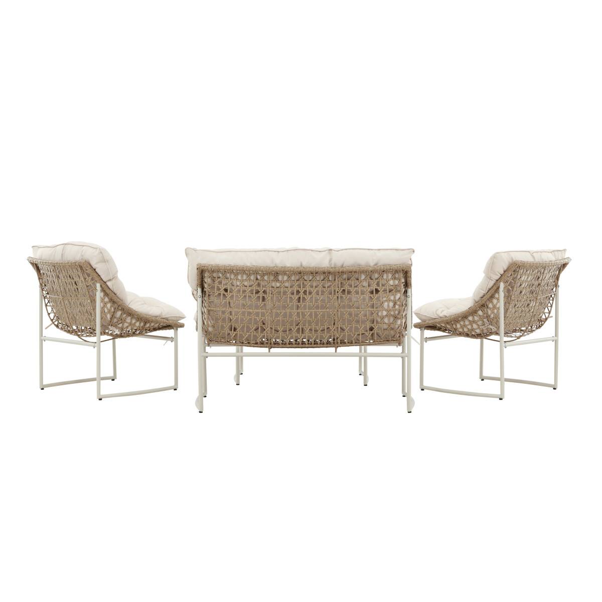 Salon de Jardin en Rotin 4 Places "Tina" 118cm Beige - Image 4