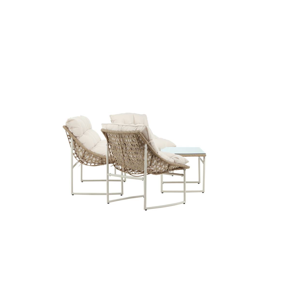 Salon de Jardin en Rotin 4 Places "Tina" 118cm Beige - Image 3