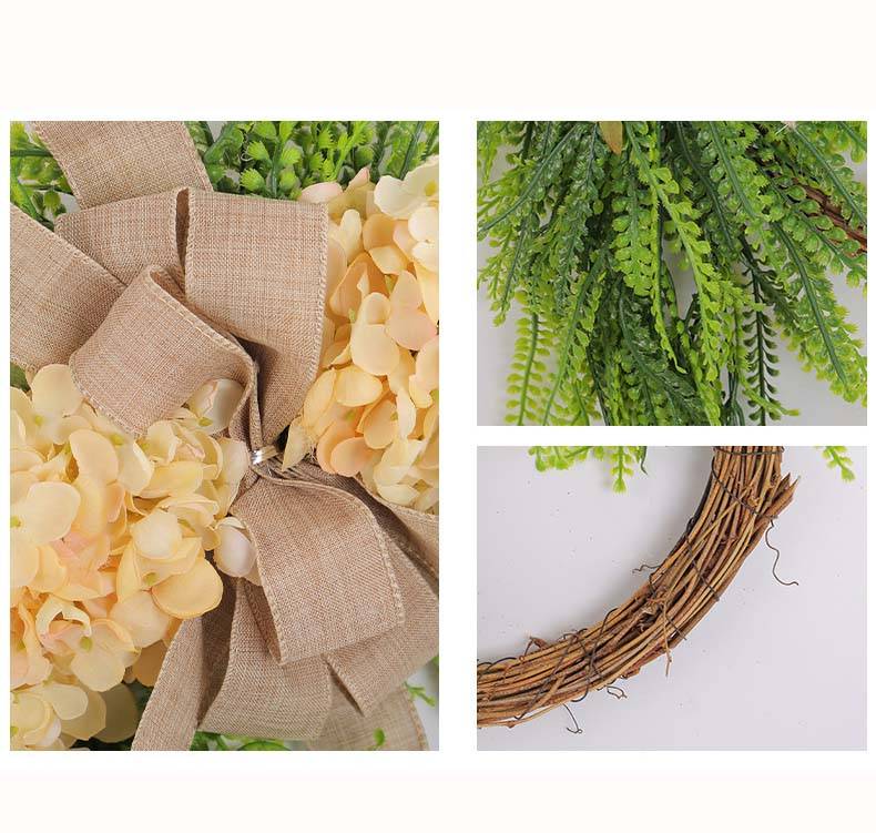 1 couronne d'hortensias blancs artificiels pour la porte d'entrée, décoration de Noël pour la porte d'entrée, le mur et la fenêtre. - Image 3