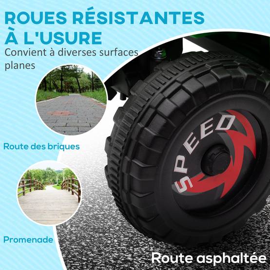 Quad électrique pour enfants véhicule à batterie 6V avec marche avant et arrière 70L x 41,5l x 48,5H cm Vert - Image 7