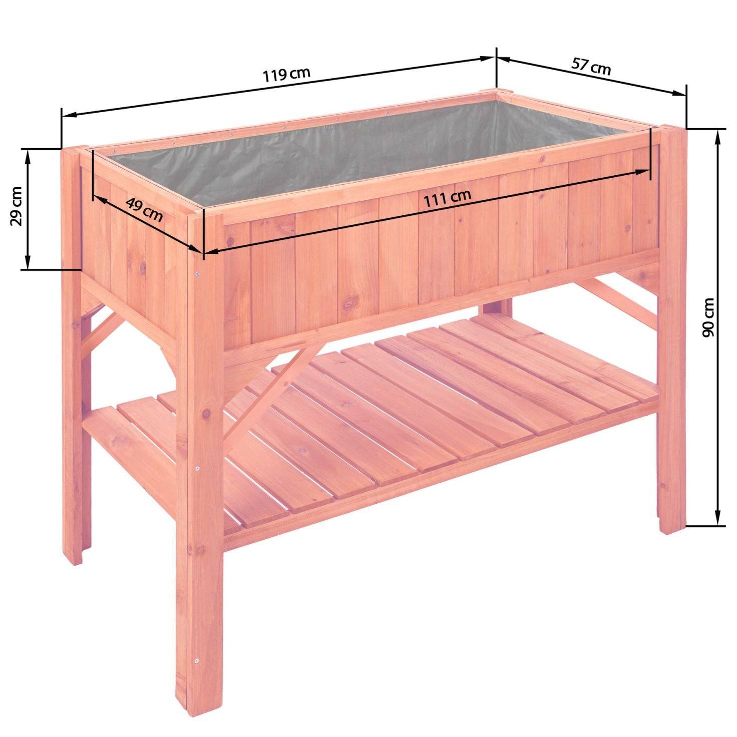 Helloshop26 - Potager sur pied bac de jardinage idéal pour les petites terrasses et balcons 119 cm pin - Imagen 5