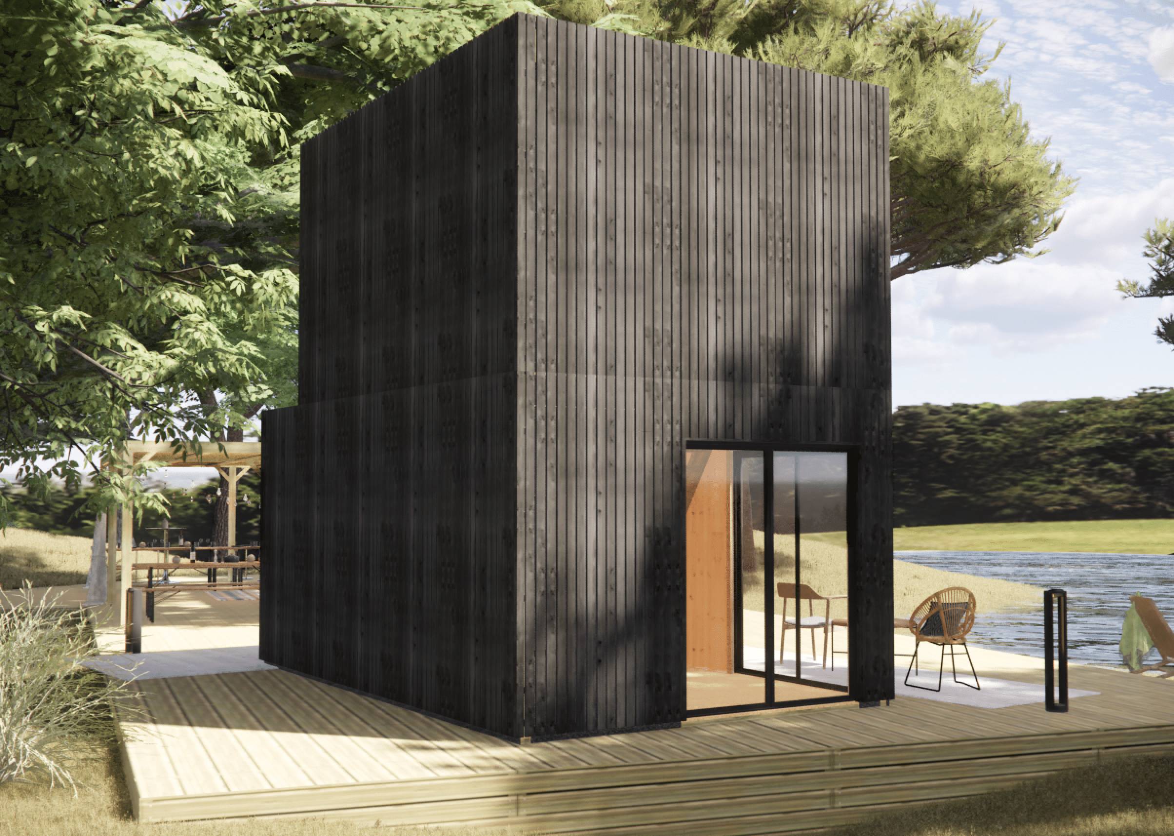 Studio de jardin RE2020 en bois 5,5 x 3,5 x 2,7 m / isolation RE2020 avec mezzanine et terrasse / menuiseries alu k-line - Image 10