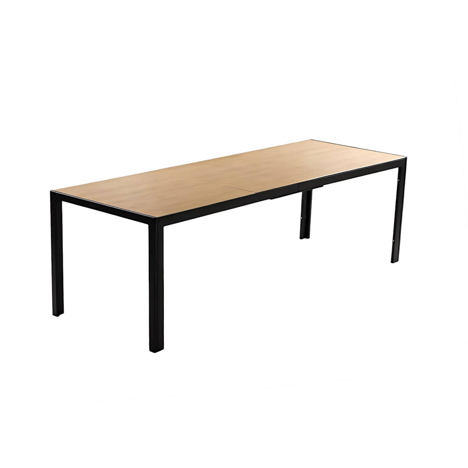 Table de jardin 190cm 8 personnes avec plateau en verre trempé effet bois BRISBANE - Image 1