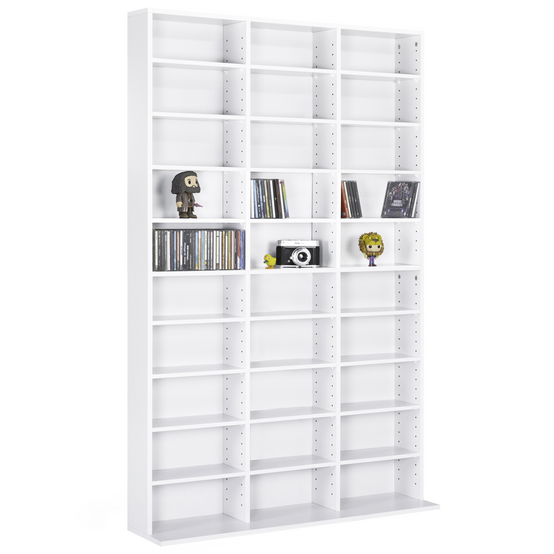 Bibliothèque étagère CD CEYLIA 30 cases avec étagères modulables bois blanc - Image 6