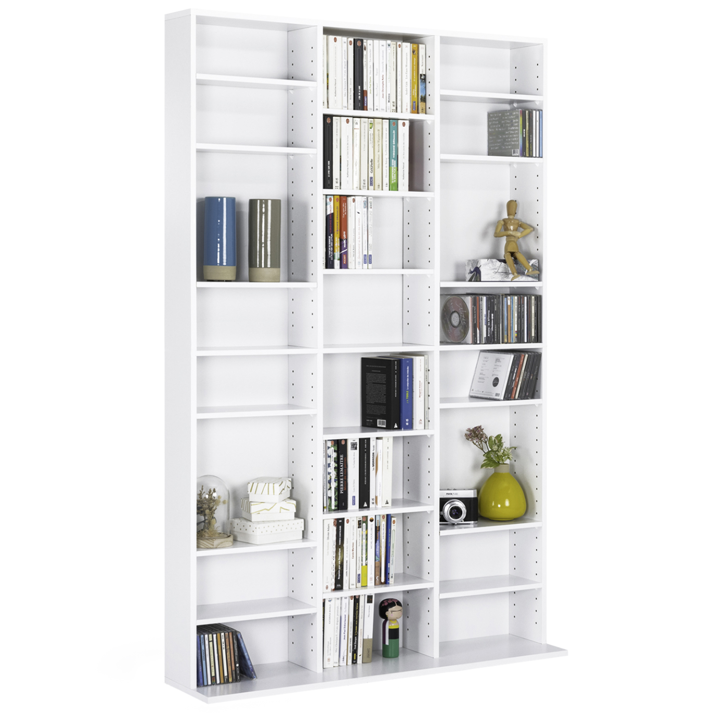 Bibliothèque étagère CD CEYLIA 30 cases avec étagères modulables bois blanc - Image 2