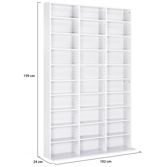 Bibliothèque étagère CD CEYLIA 30 cases avec étagères modulables bois blanc - Image 5