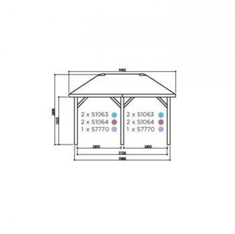 Carport base 6x5 H 4m, Ancrage Aucun, Panneaux de toit Pvc - Imagen 2