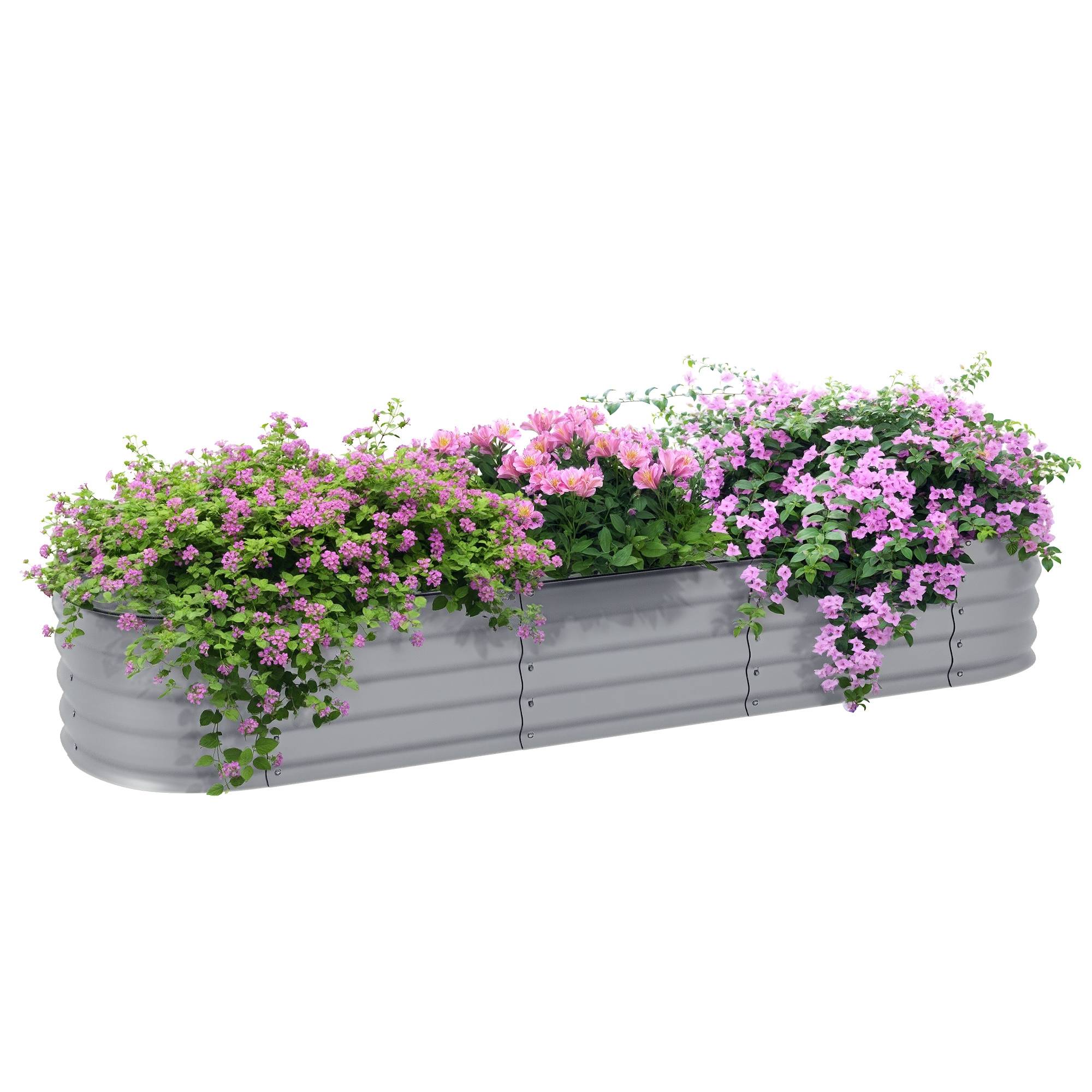 ComfortXL - Grand carré potager modulable Métal Galvanisé Jardin Fond Ouvert 195x62x30cm Argent - ComfortXL Outdoor Living