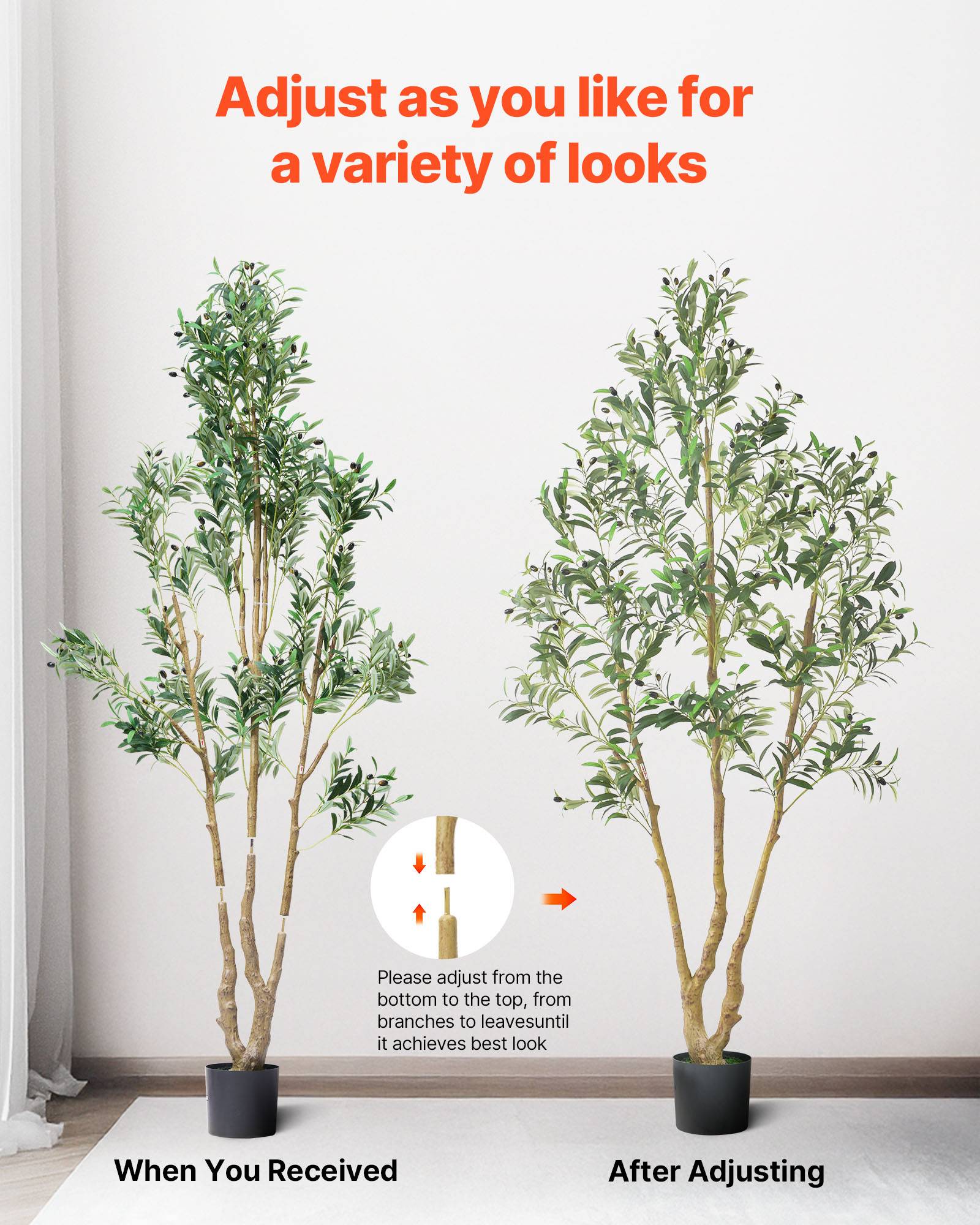 VEVOR Arbre Artificiel Plante Artificielle Faux Olivier 2,1 m Déco d'Intérieur - Image 6