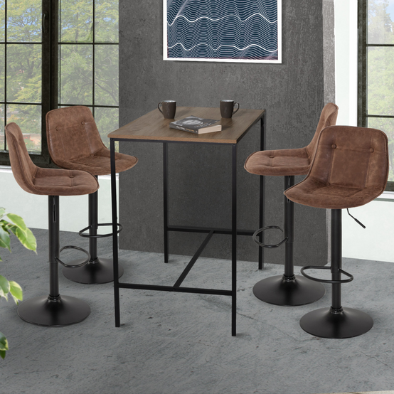 Lot de 4 tabourets de bar DENVER marron vintage - Image 1