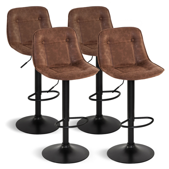 Lot de 4 tabourets de bar DENVER marron vintage - Image 2
