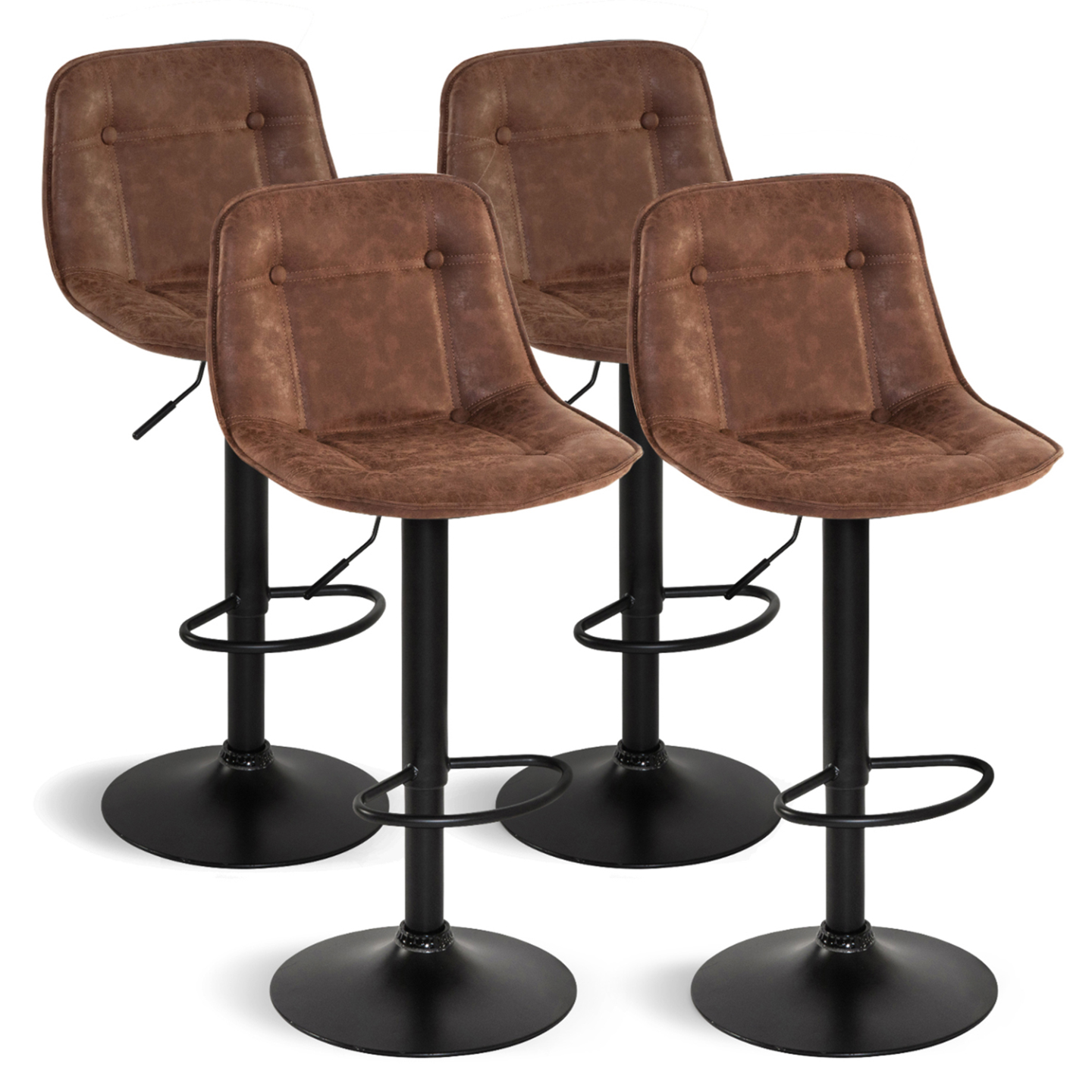 Lot de 4 tabourets de bar DENVER marron vintage - Image 2