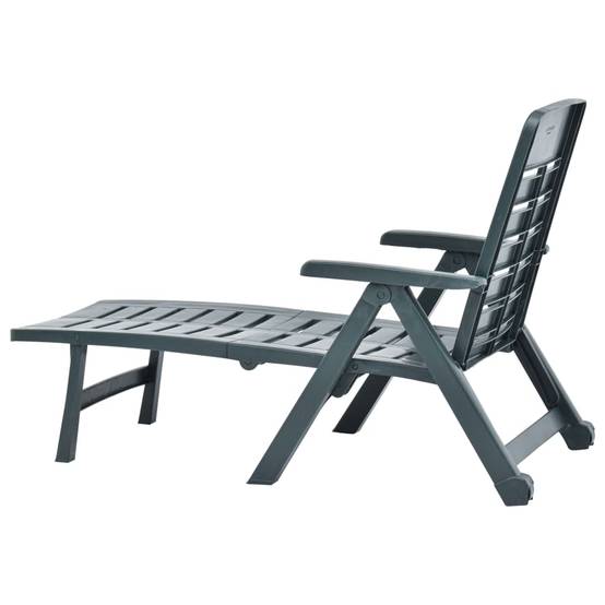 Bain De Soleil pliable, Transat, Chaise longue Plastique Vert MP263 - Image 6