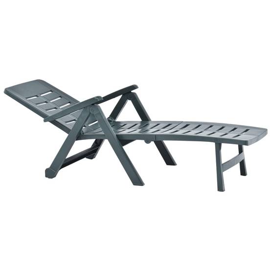Bain De Soleil pliable, Transat, Chaise longue Plastique Vert MP263 - Image 5