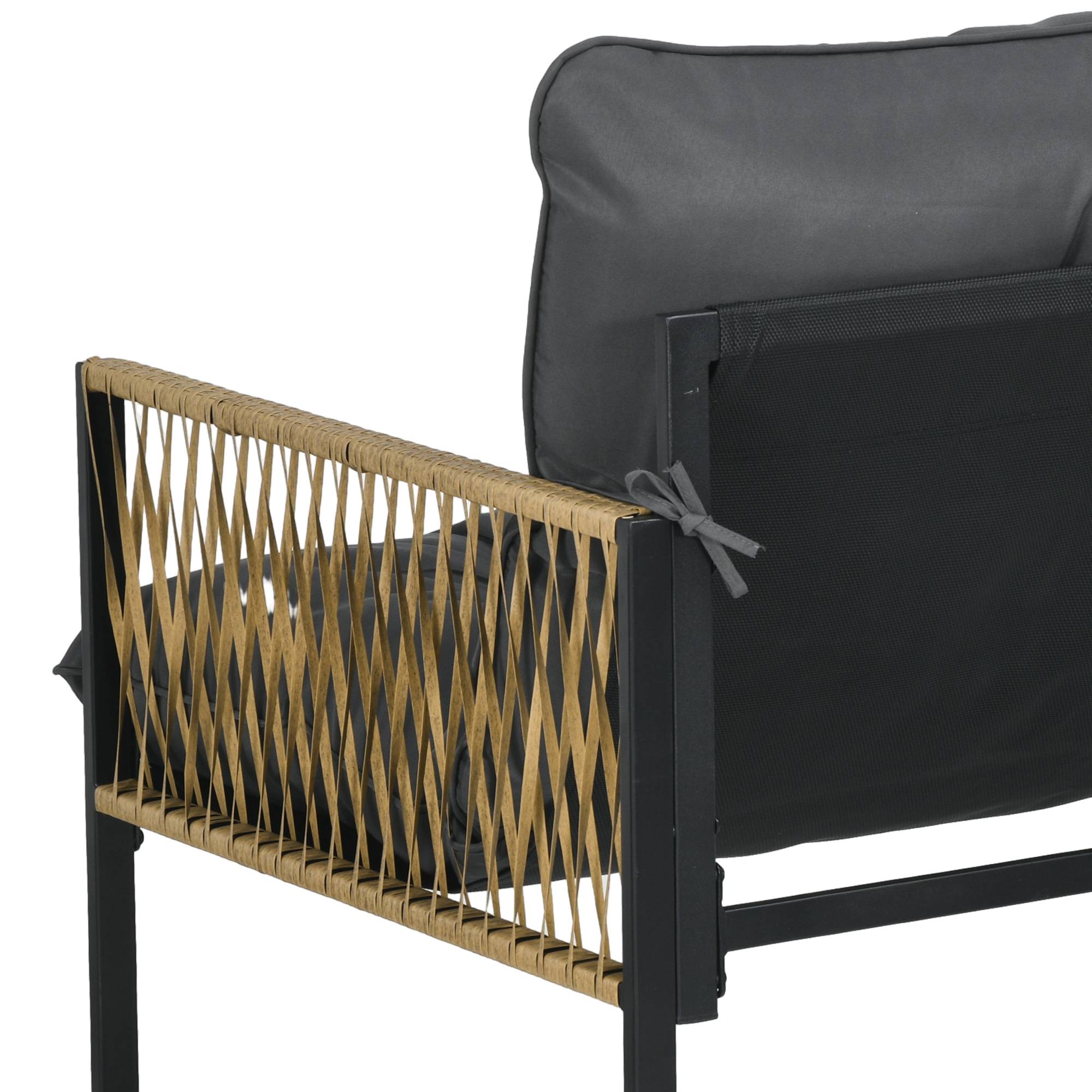 Salon de jardin 4 places résine tressée balcon canapé fauteuils gris - ComfortXL Outdoor Living - Image 9