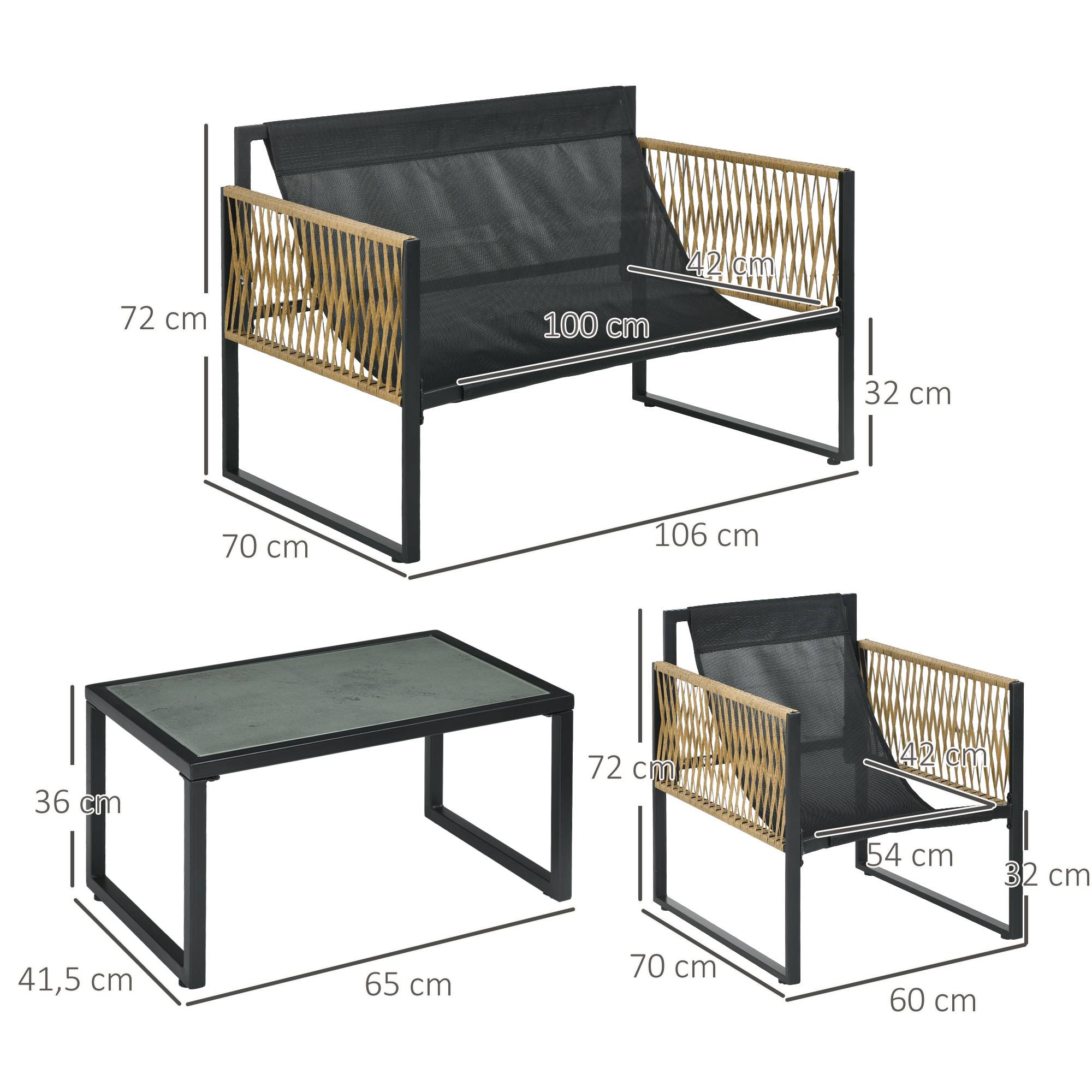 Salon de jardin 4 places résine tressée balcon canapé fauteuils gris - ComfortXL Outdoor Living - Image 5