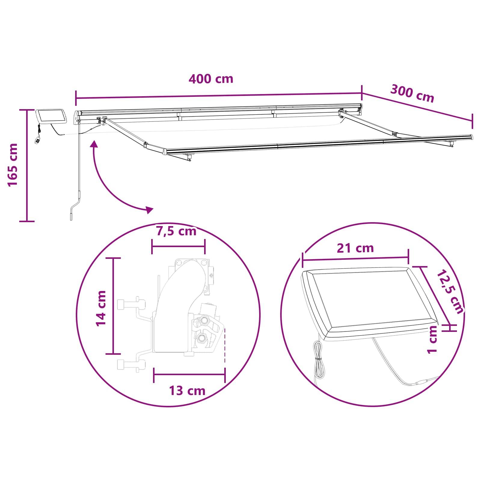 ComfortXL - Store banne manuel avec LED pour terrasse ombre ajustable gris clair 4x3m - ComfortXL Outdoor Living - Image 8