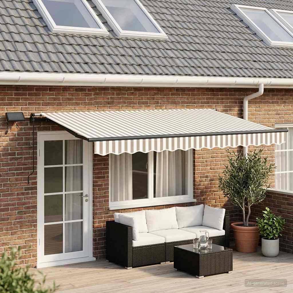 ComfortXL - Store banne manuel avec LED pour terrasse ombre ajustable gris clair 4x3m - ComfortXL Outdoor Living - Image 3