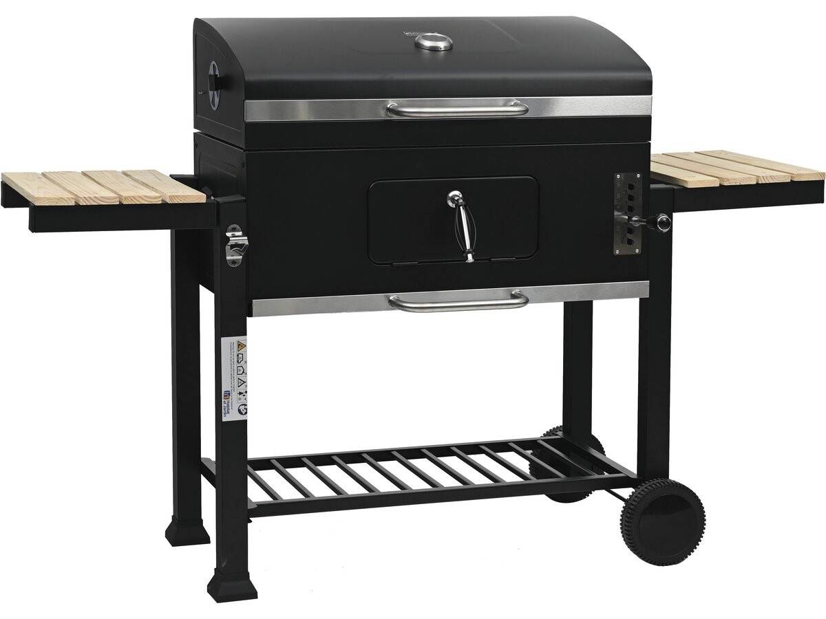 Barbecue Charbon Avec Tablettes Latérales Et Grilles Réglables "marquis" - Noir -habitat Et Jardin - Image 1