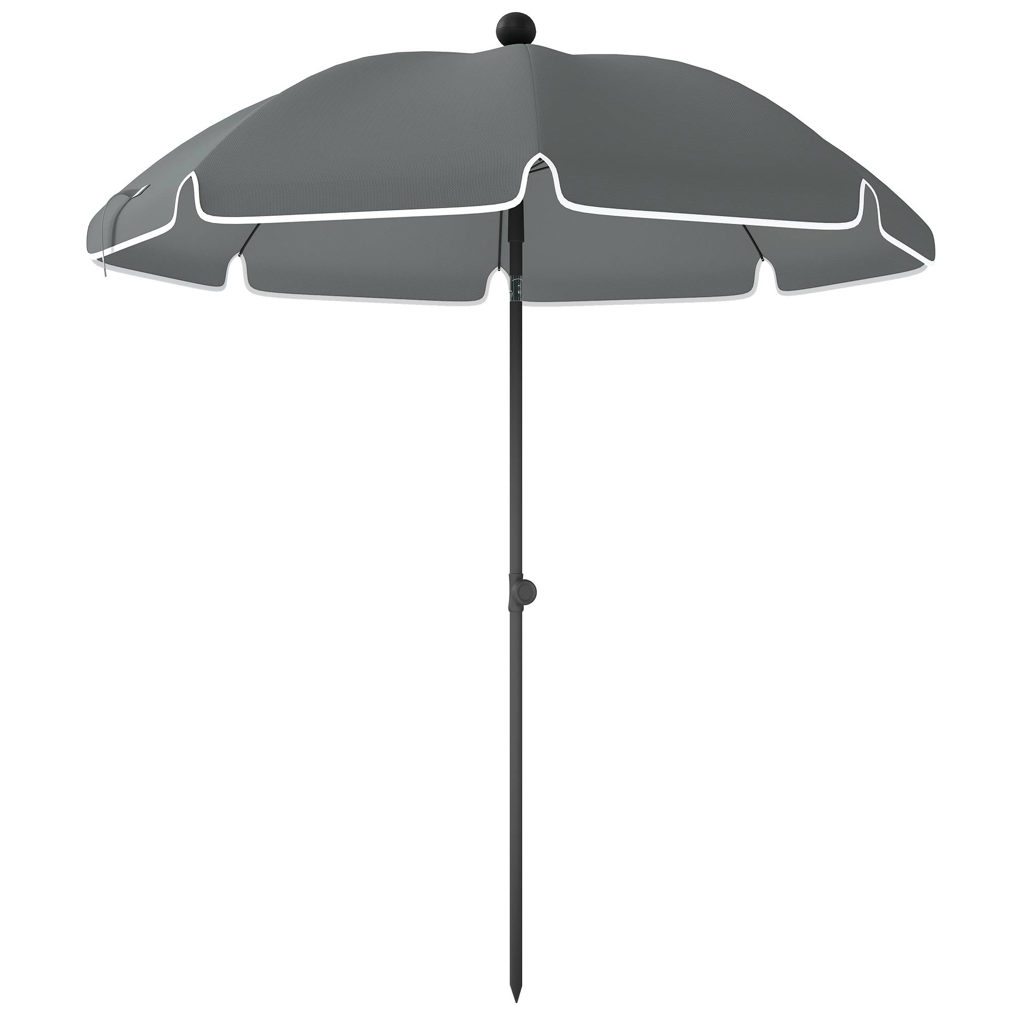 Parasol de plage 1m, parasol de jardin inclinaison avec ancrage au sable - Métal Gris Foncé fr284 - Image 2