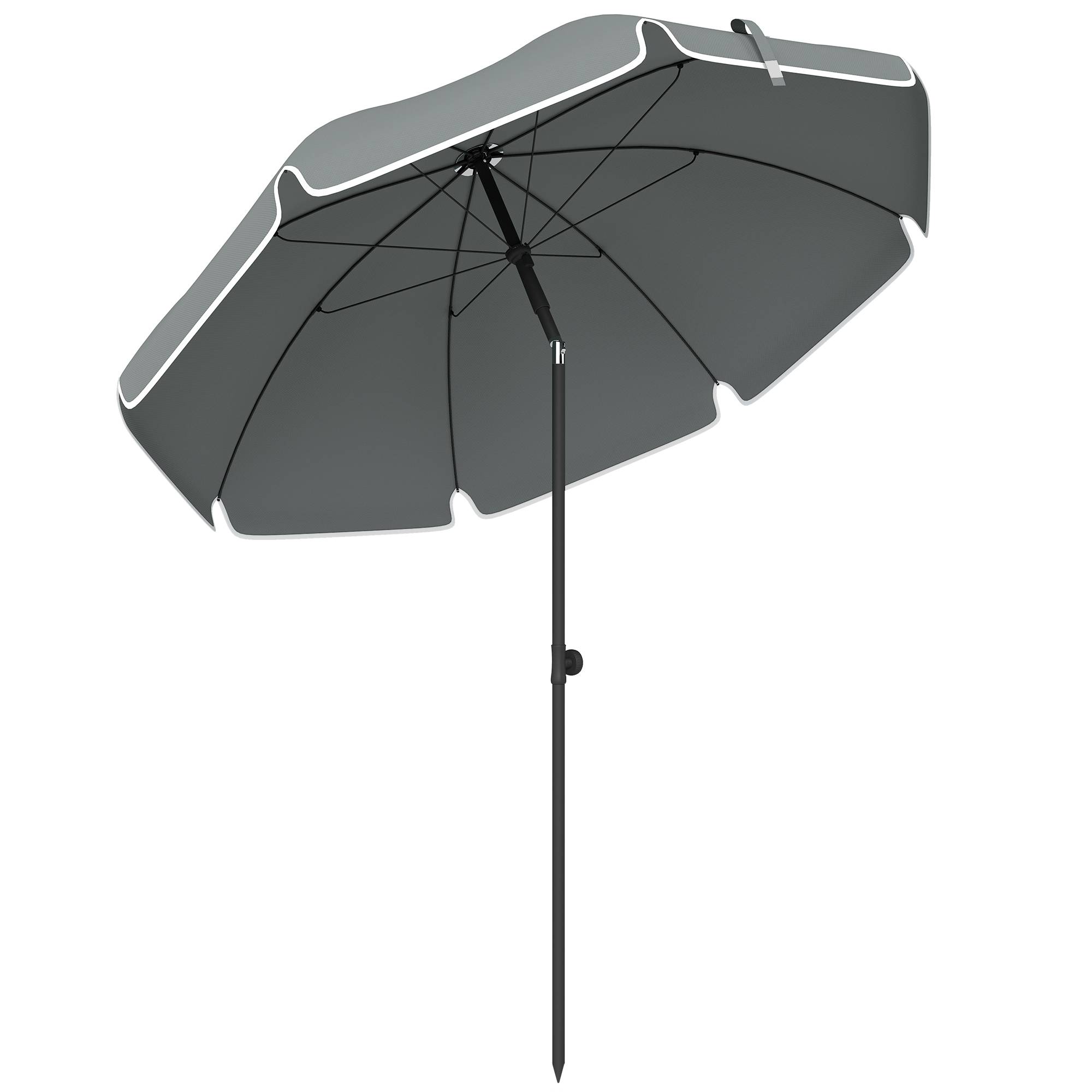 Parasol de plage 1m, parasol de jardin inclinaison avec ancrage au sable - Métal Gris Foncé fr284 - Image 1
