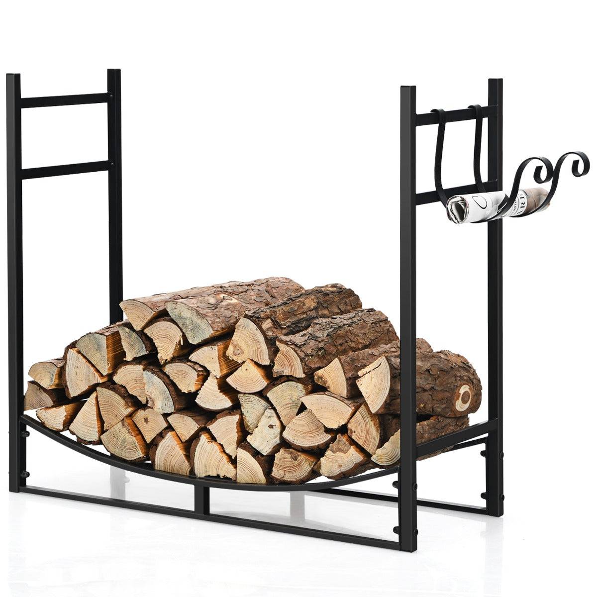 Helloshop26 - Range bûche intérieur avec 2 crochets amovible pour bois de chauffage 84 x 33 x 76 cm charge 50 kg cadre en fer - Imagen 2