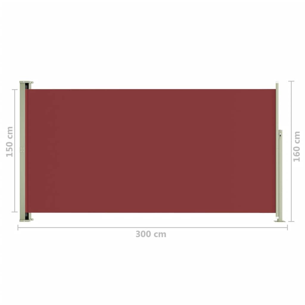 Helloshop26 - Auvent paravent store brise-vue latéral rétractable de patio jardin terrasse balcon protection visuelle écran 160 x 300 cm rouge - Imagen 6