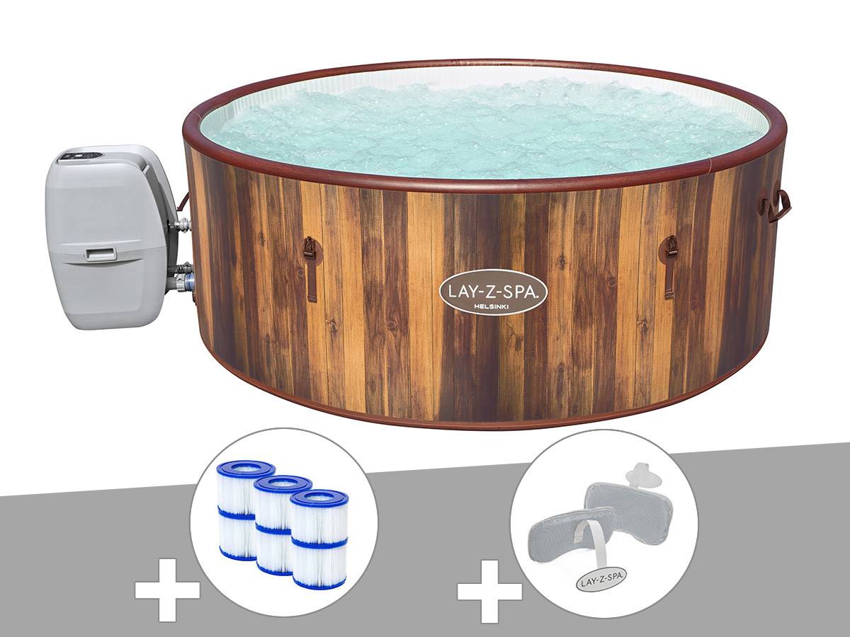 Bestway - Kit spa gonflable Bestway Lay-Z-Spa Helsinki rond Airjet 5/7 places + 6 filtres + 2 appuis-tête - Imagen 1