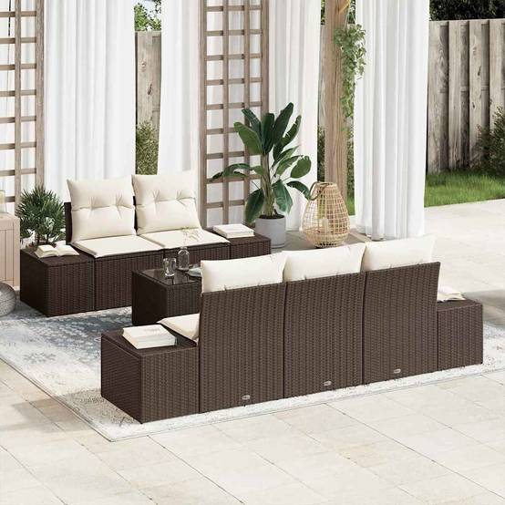 ComfortXL - Salon de Jardin 6 Places Modulable en Polyrotin avec Rangement et Table Basse Terrasse Marron – ComfortXL Outdoor Living - Image 1