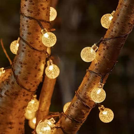Guirlande solaire extérieure lumineuse jardin, terrasse - Grosses ampoules LED Ø 2.2 cm, 8 modes - 12 m - Blanc chaud - Linxor - Image 7