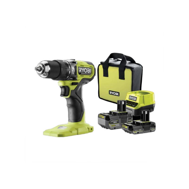 Ryobi - Perceuse-visseuse à percussion RYOBI 18V One+ Brushless - 1 batterie 4,0 Ah - 1 batterie 2.0 Ah - 1 chargeur - RPD18BL1-2C42S - Image 1