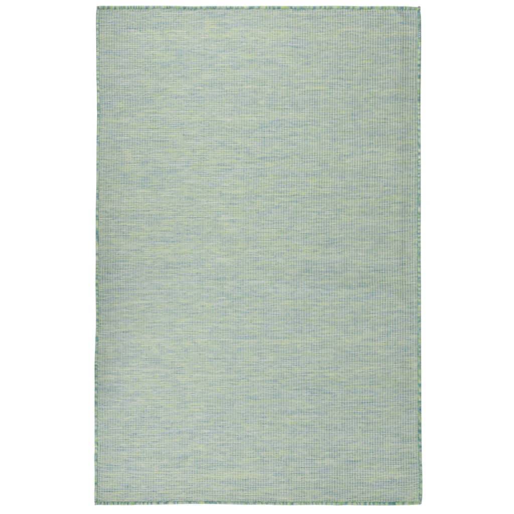Tapis extérieur - Tapis à tissage plat d'extérieur - Tapis de jardin 100x200 cm Turquoise - Image 2