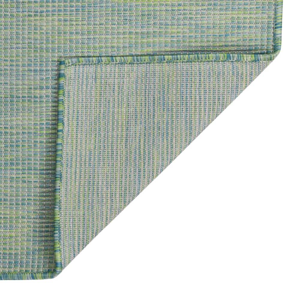 Tapis extérieur - Tapis à tissage plat d'extérieur - Tapis de jardin 100x200 cm Turquoise - Image 1