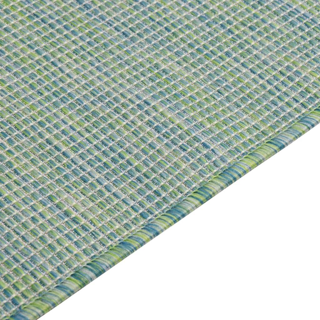 Tapis extérieur - Tapis à tissage plat d'extérieur - Tapis de jardin 100x200 cm Turquoise - Image 4
