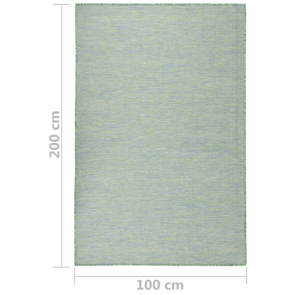 Tapis extérieur - Tapis à tissage plat d'extérieur - Tapis de jardin 100x200 cm Turquoise - Image 6