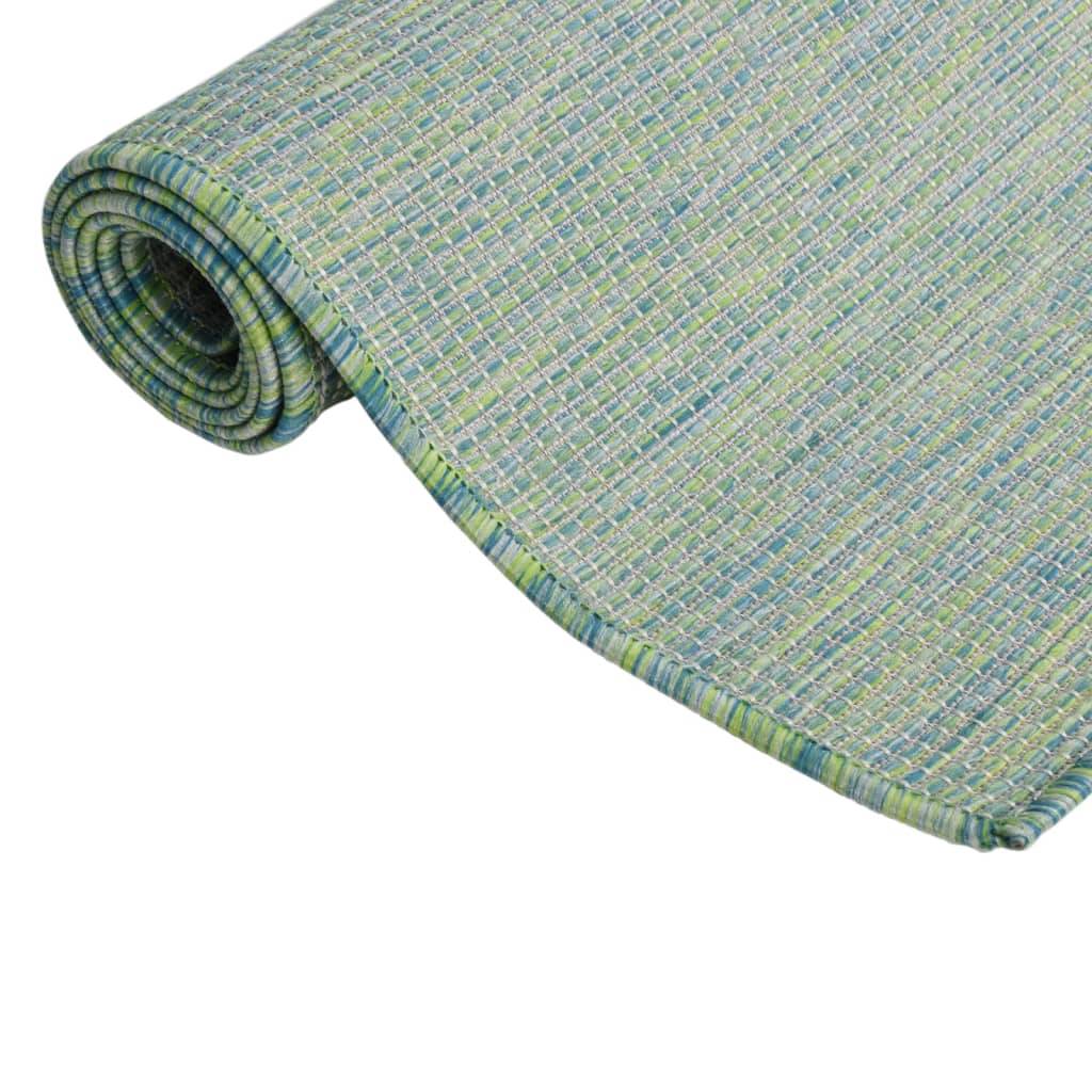 Tapis extérieur - Tapis à tissage plat d'extérieur - Tapis de jardin 100x200 cm Turquoise - Image 3
