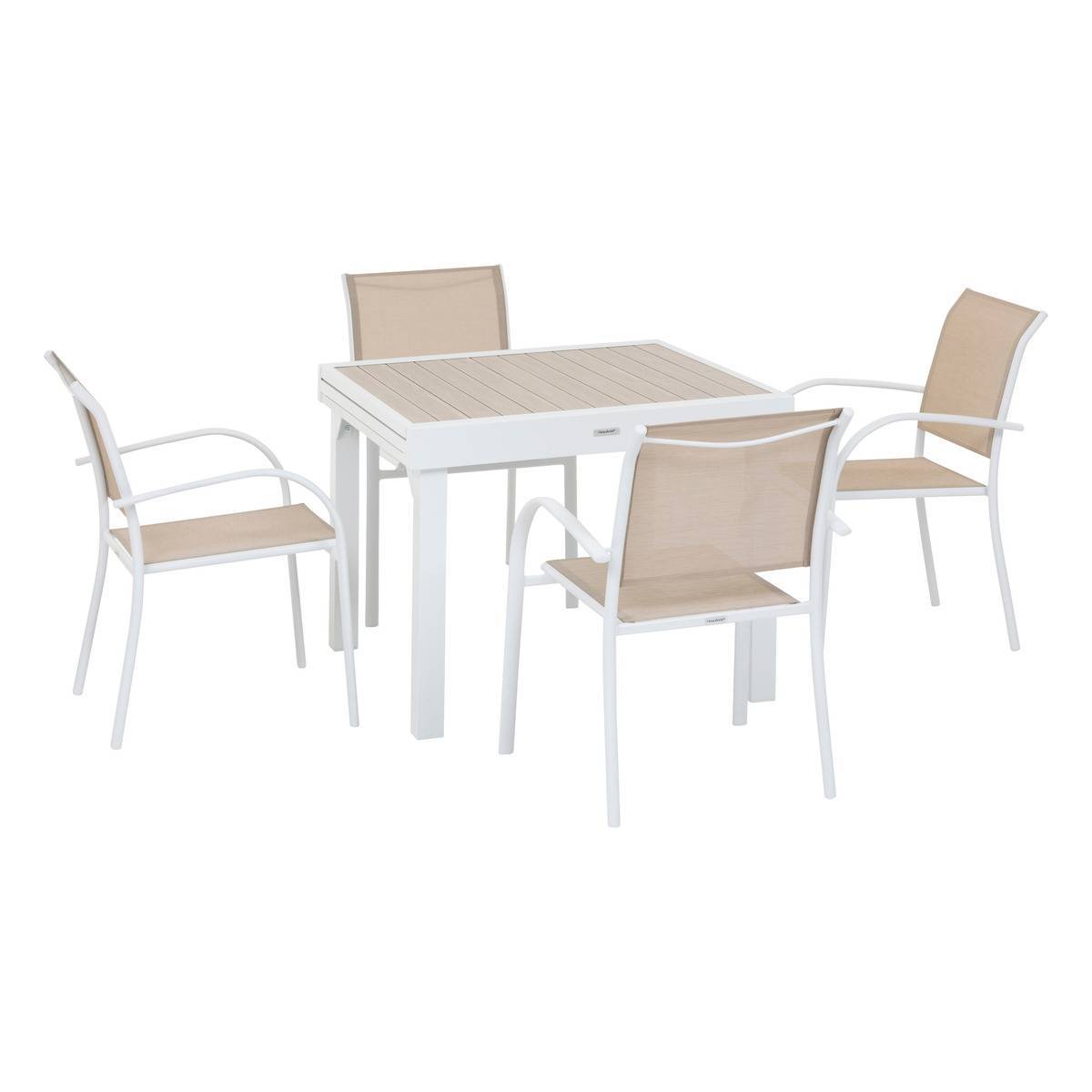 Hesperide - Table de jardin extensible "Piazza" lin & blanc 8 places en aluminium traité en epoxy Hespéride - Imagen 2