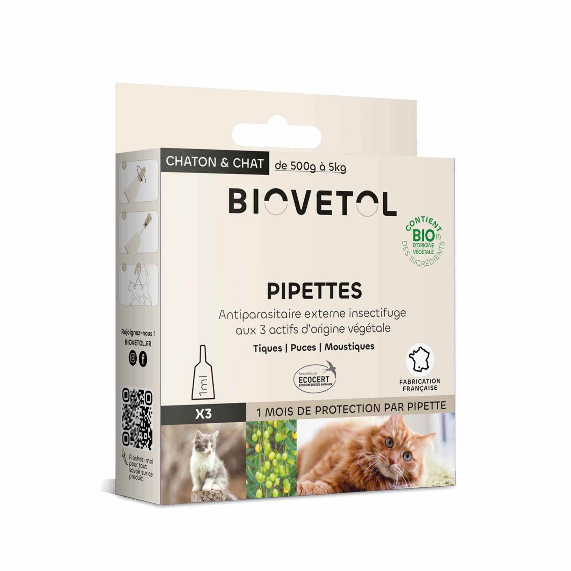 Pipetas para gato o gatito BIOVETOL: 3 x 1ml BIOVETOL - Imagen 1