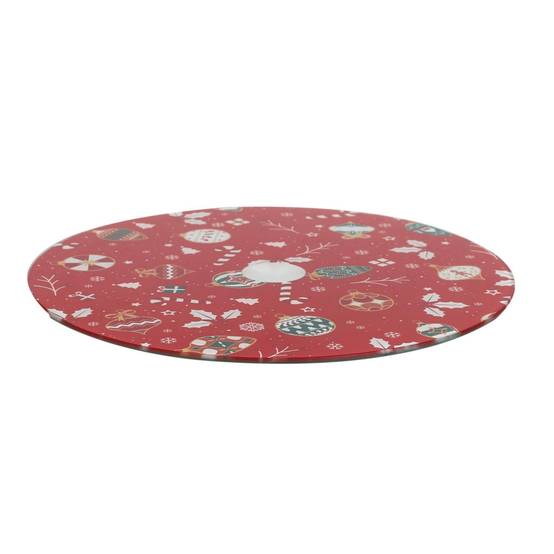 The Home Deco Factory - Plateau de Présentation Tournant "Noël" 28cm Rouge - Image 1